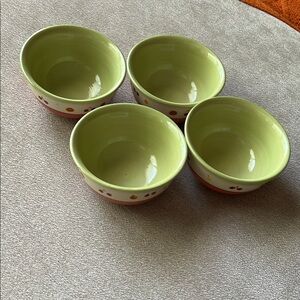 Set of Four Green and Pink Bowls